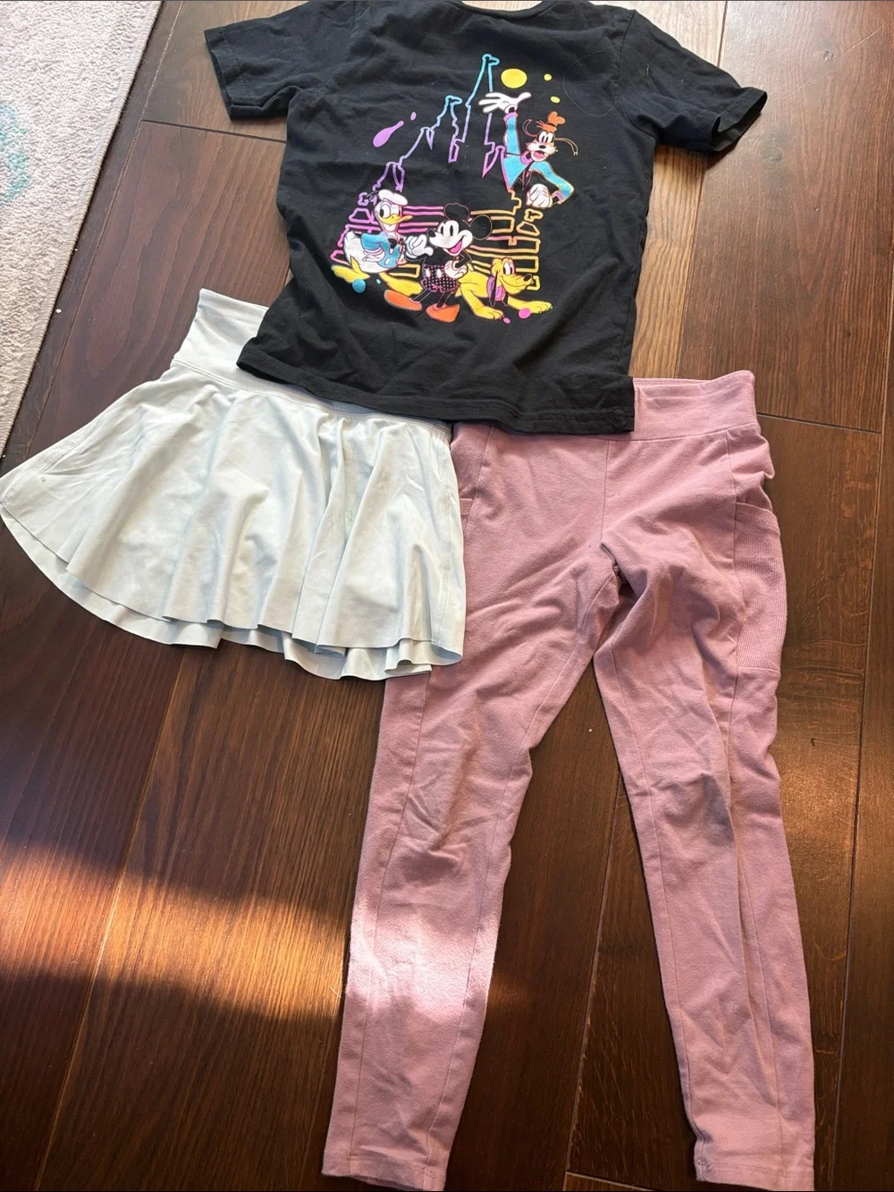 Old Navy Pink Leggings with Light Blue Skirt